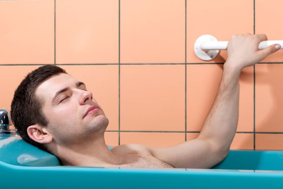 a man takes a baking soda bath to enlarge his penis